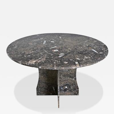 French Vintage Fossil Marble Dining Center Table