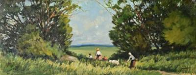 French Vintage Framed Landscape Painting