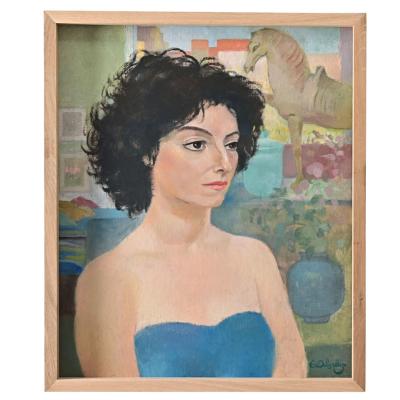 French Vintage Framed Portrait by Delescluze