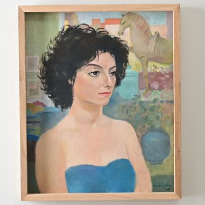 French Vintage Framed Portrait by Delescluze