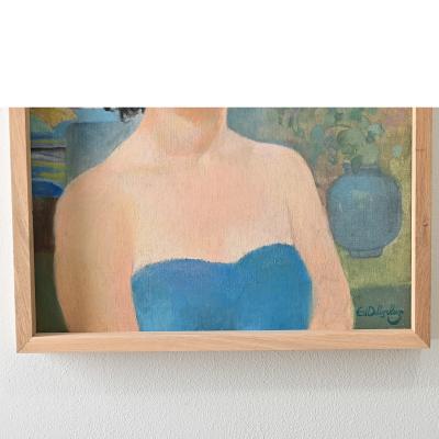 French Vintage Framed Portrait by Delescluze