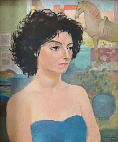 French Vintage Framed Portrait by Delescluze