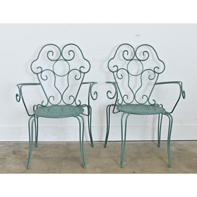 French Vintage Garden Table Set of Four Chairs and Table