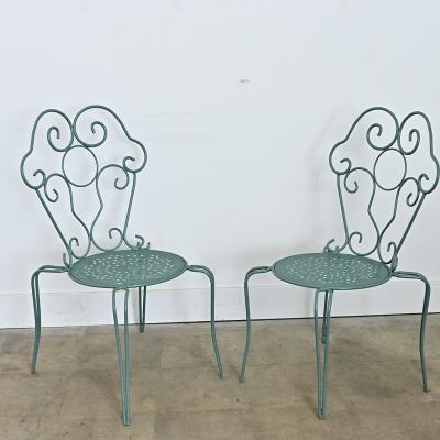 French Vintage Garden Table Set of Four Chairs and Table
