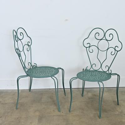French Vintage Garden Table Set of Four Chairs and Table