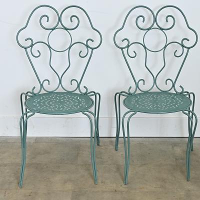 French Vintage Garden Table Set of Four Chairs and Table