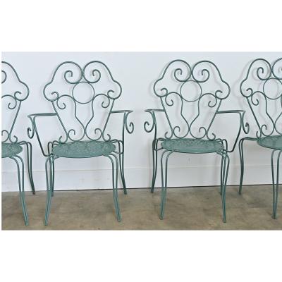 French Vintage Garden Table Set of Four Chairs and Table