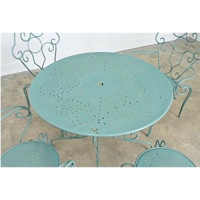 French Vintage Garden Table Set of Four Chairs and Table