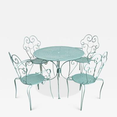 French Vintage Garden Table Set of Four Chairs and Table