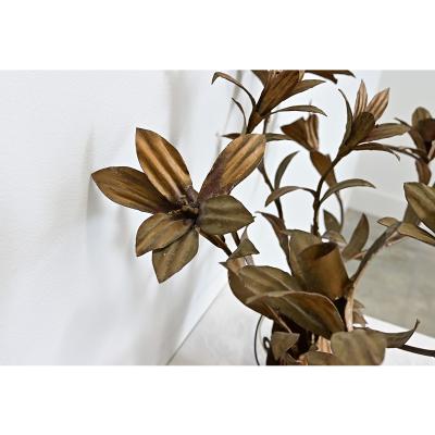 French Vintage Gilded Metal Basket of Flowers Wall Sconce