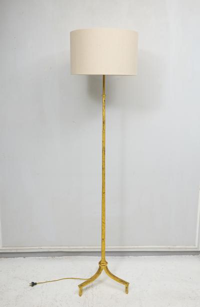 French Vintage Gilt Iron Floor Lamp