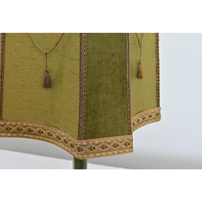 French Vintage Green Onyx Table Lamp with Custom Shade