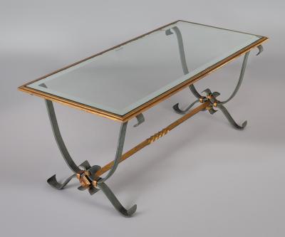 French Vintage Iron and Glass Coffee Table