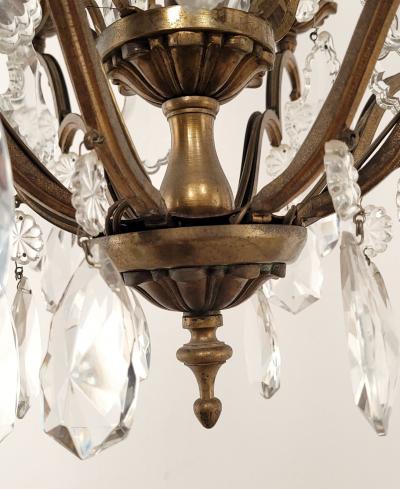 French Vintage Louis XV Style Bronze and Crystal Chandelier