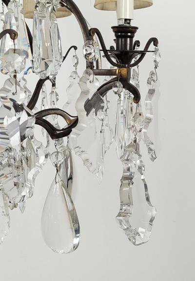 French Vintage Louis XV Style Bronze and Crystal Chandelier