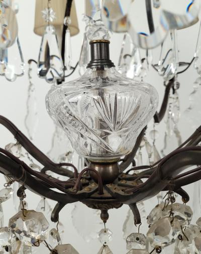 French Vintage Louis XV Style Bronze and Crystal Chandelier