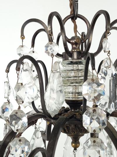 French Vintage Louis XV Style Bronze and Crystal Chandelier