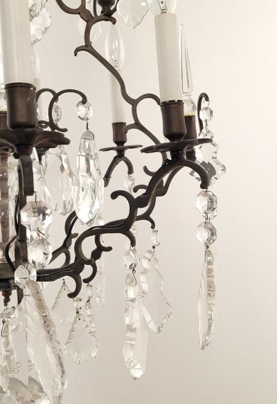 French Vintage Louis XV Style Bronze and Crystal Chandelier