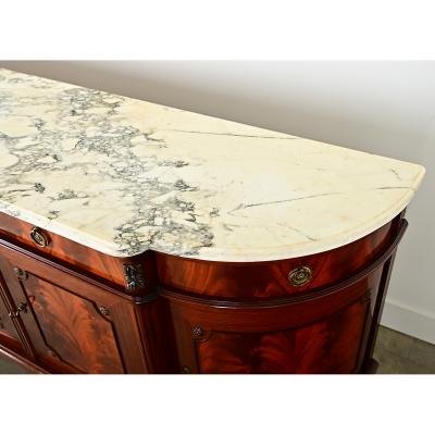 French Vintage Mahogany Marble Top Enfilade