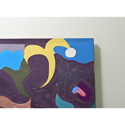 French Vintage Mid Century Abstract Painting