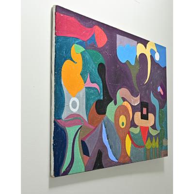 French Vintage Mid Century Abstract Painting