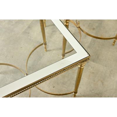 French Vintage Mid century Brass Glass Tables