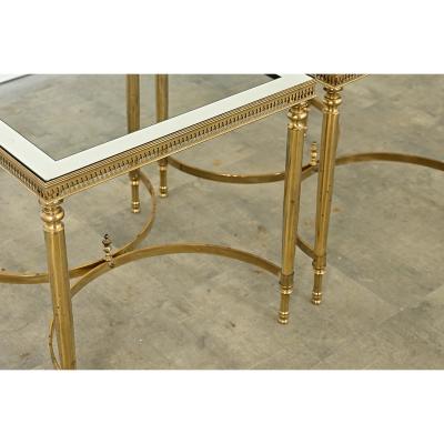 French Vintage Mid century Brass Glass Tables