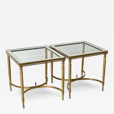 French Vintage Mid century Brass Glass Tables