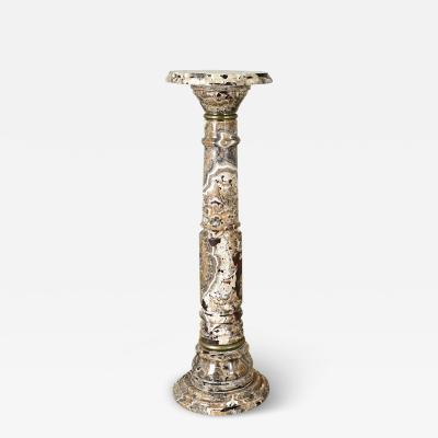 French Vintage Onyx Pedestal with Brass Details