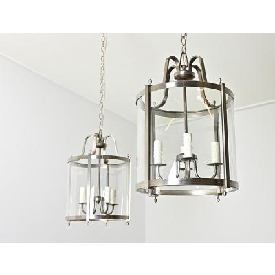 French Vintage Pair of Nickel finish Lanterns