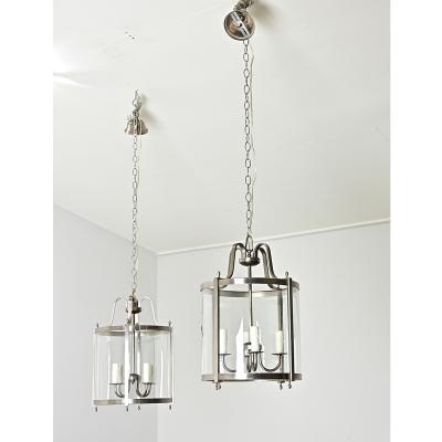 French Vintage Pair of Nickel finish Lanterns