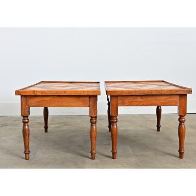 French Vintage Pair of Parquet Coffee Tables