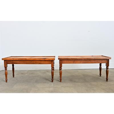 French Vintage Pair of Parquet Coffee Tables