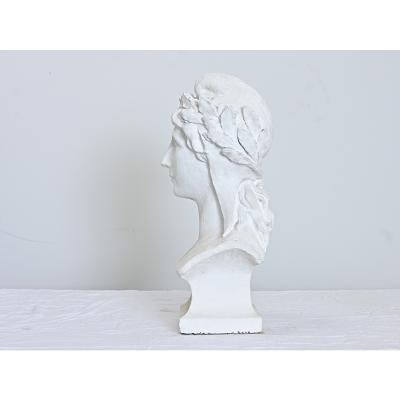 French Vintage Plaster Bust of a Woman in Laurel Leaf Crown