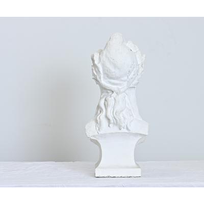 French Vintage Plaster Bust of a Woman in Laurel Leaf Crown