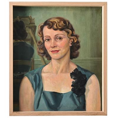 French Vintage Portrait Painting Signed Combrisson