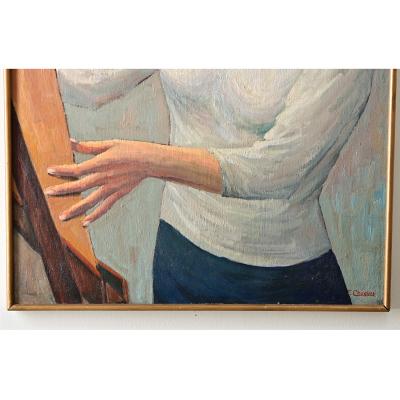 French Vintage Portrait Signed Cruciani