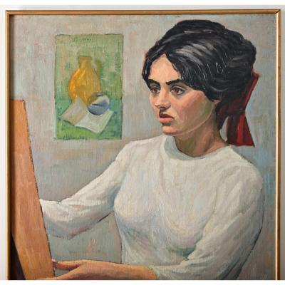 French Vintage Portrait Signed Cruciani