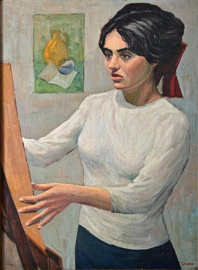 French Vintage Portrait Signed Cruciani