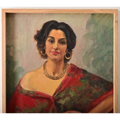 French Vintage Portrait of a Flamenco Dancer Signed Tondreau