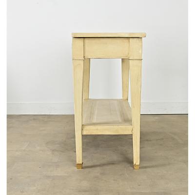 French Vintage Solid Walnut Painted Console Table