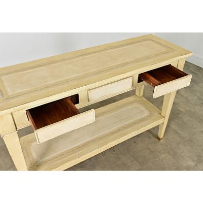 French Vintage Solid Walnut Painted Console Table