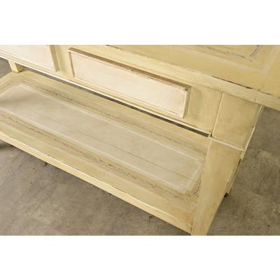 French Vintage Solid Walnut Painted Console Table