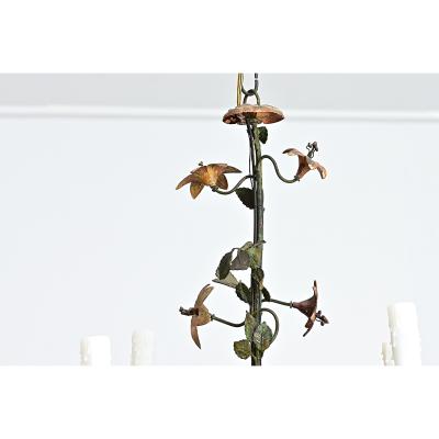 French Vintage T le Painted Floral Chandelier