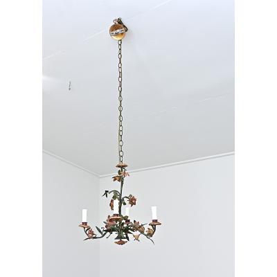 French Vintage T le Painted Floral Chandelier