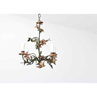 French Vintage T le Painted Floral Chandelier