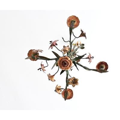 French Vintage T le Painted Floral Chandelier