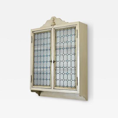 French Wall Cabinet Made with Stained Glass Doors