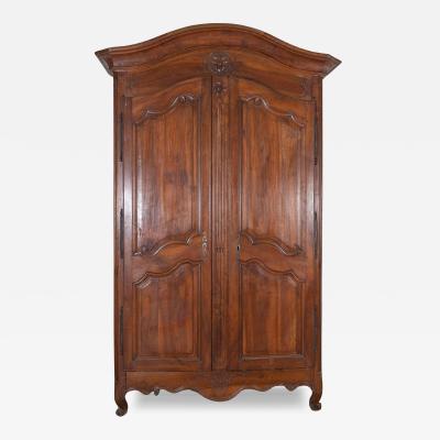 French Walnut Armoire Linen Cupboard Transition Louis XV Louis XVI Period