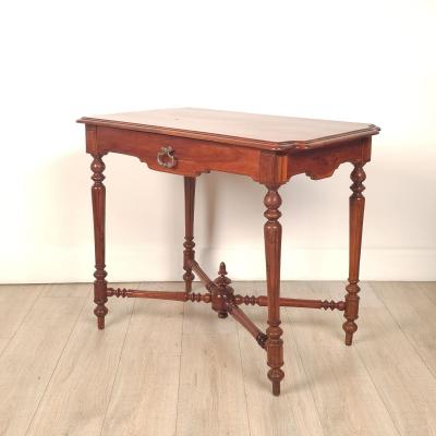 French Walnut Belle poque One Drawer Small Table circa 1900